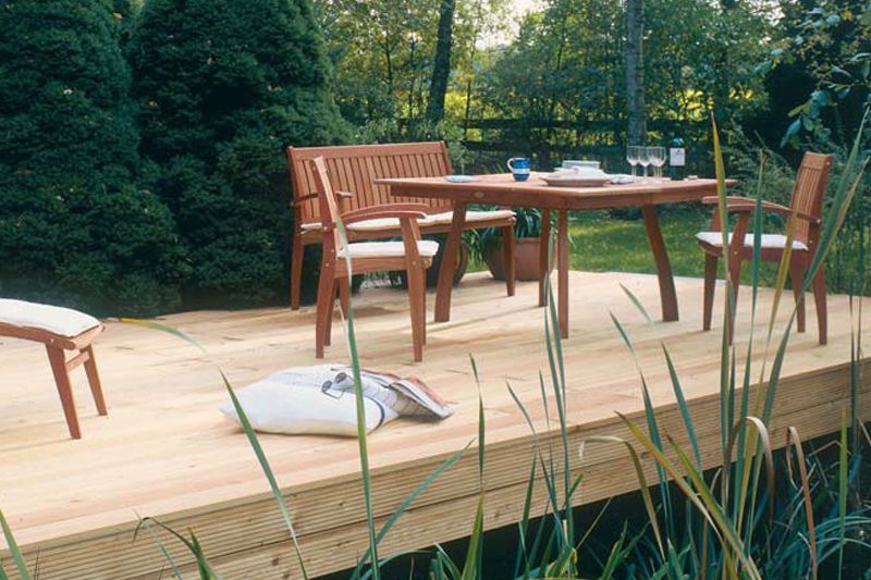 Terrasse aus Echtholzdielen, Sibirische Lärche von Mocopinus Terrasse aus Echtholz